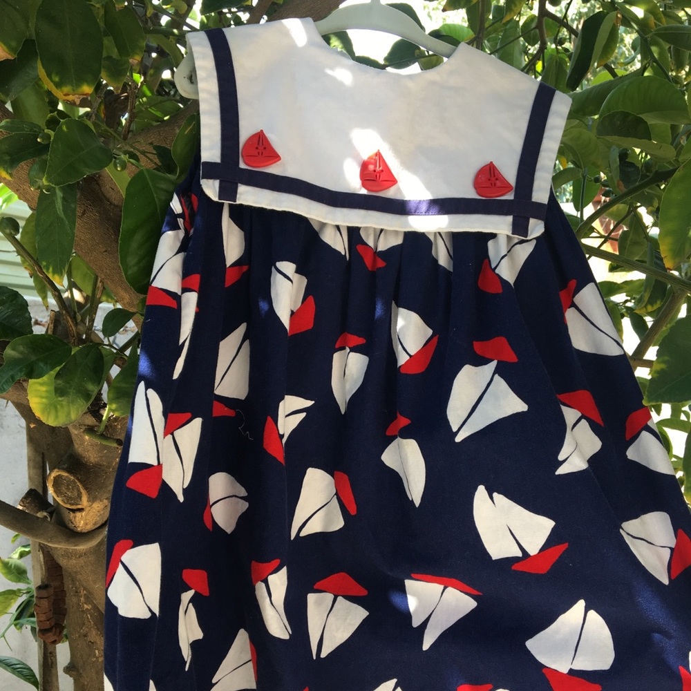 Nautical dress/ sailor dress/ bib style